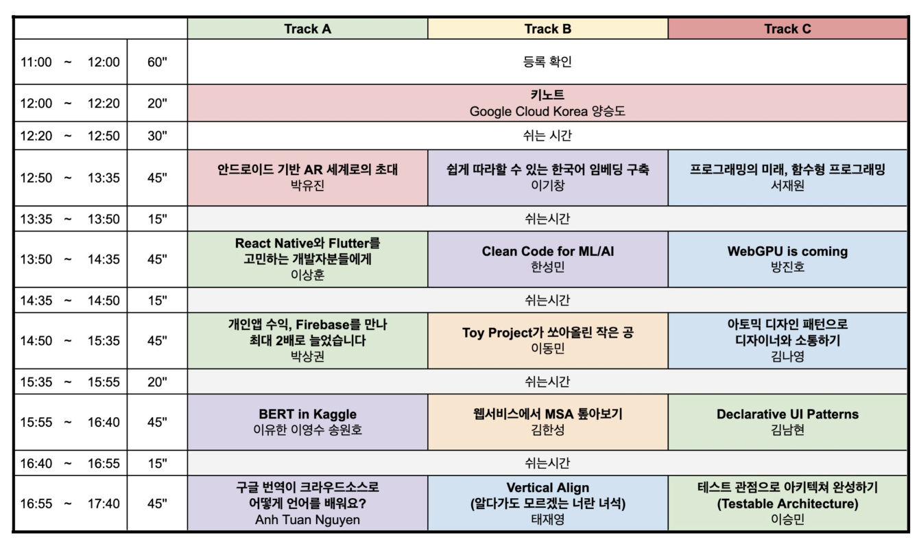 GDG 시간표